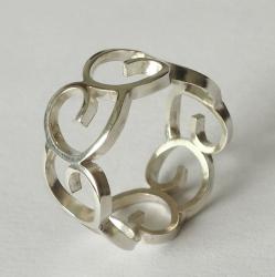 R1474. zilveren opengewerkte ring.  